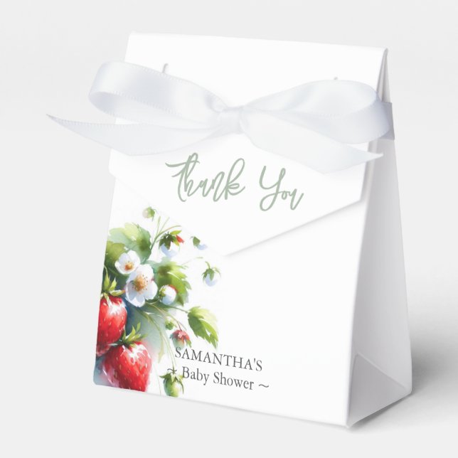 Baby Shower Favour Boxes Watercolor Strawberries (Front Side)
