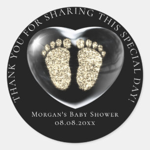 Baby Shower Favour Bubble Heart Gold Feet Vip Classic Round Sticker
