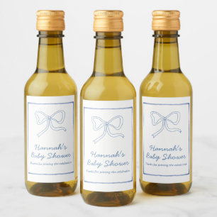 Baby Shower Favour Personalised Blue Bow Wine Labe Wine Label