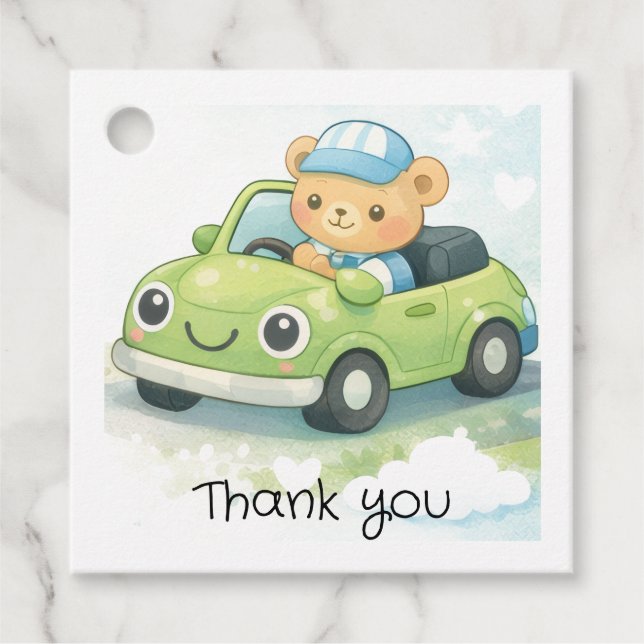 Baby Shower Favour Tag Car Themed (Front)