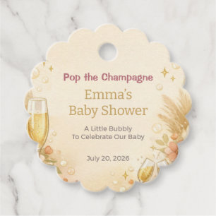 Baby Shower Favour Tag Pop the Champagne