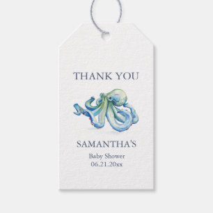 Baby Shower Favour Tags Boy Blue Octopus