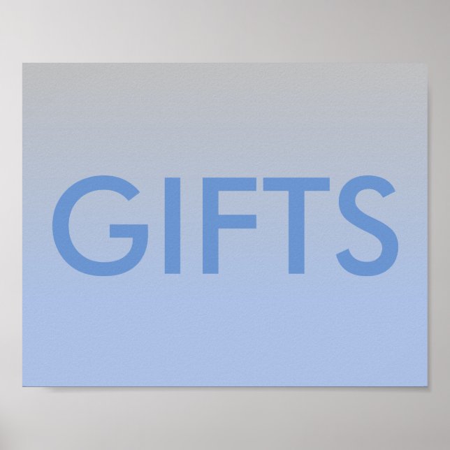 Baby Shower Favours Poster Ombre Blue Silver (Front)