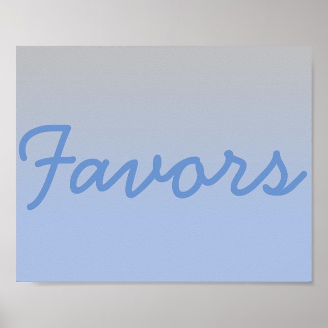 Baby Shower Favours Poster Ombre Blue Silver (Front)