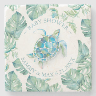 Baby Shower Favours Tropical Sea Turtle Stone Coaster