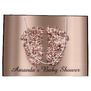 Baby Shower Feet Boy Girl Name Rose Baby Large Gift Bag