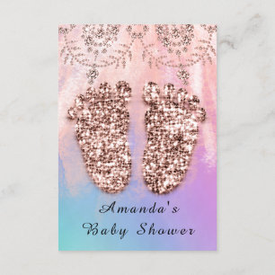 Baby Shower Feet Girl Boy Royal Rose Glitter Skin Invitation