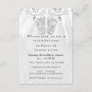 Baby Shower Feet Girl Silver GRay Royal Boy Invitation