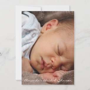 Baby Shower Feet Glitter Grey Silver Photo White Invitation