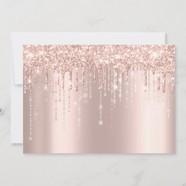 Baby Shower Feet Glitter Rose Gold Drips  Boy Girl Invitation (Back)