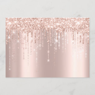 Baby Shower Feet Glitter Rose Gold Drips  Boy Girl Invitation