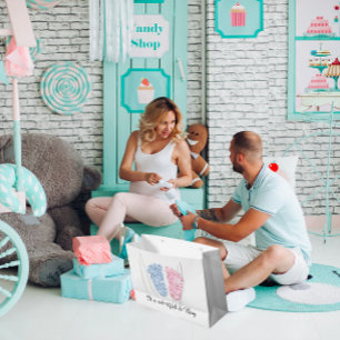 Baby Shower Feet It’s A Boy Girl Pink Blue Twins Large Gift Bag