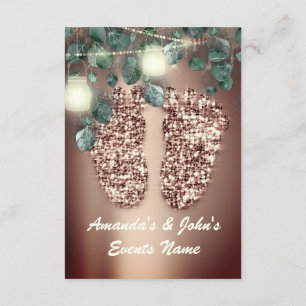 Baby SHOWER Feet  Rustic Rose Blush Girl Boy Invitation