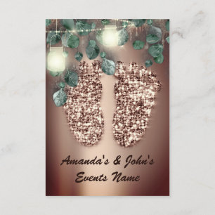 Baby SHOWER Feet  Rustic Rose Glitter  Girl Boy Invitation