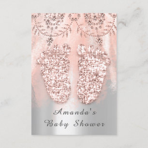 Baby Shower Feet Silver Girl Royal Rose Lace Pink Invitation