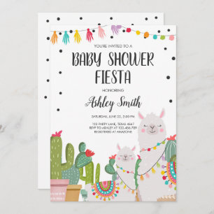 Baby Shower Fiesta Cactus Llama Confetti Mexican Invitation