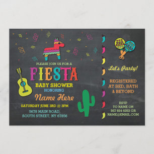 Baby Shower Fiesta Chalk Pinata Couples Parents Invitation