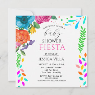 Baby Shower Fiesta Floral Party Flat Invitation