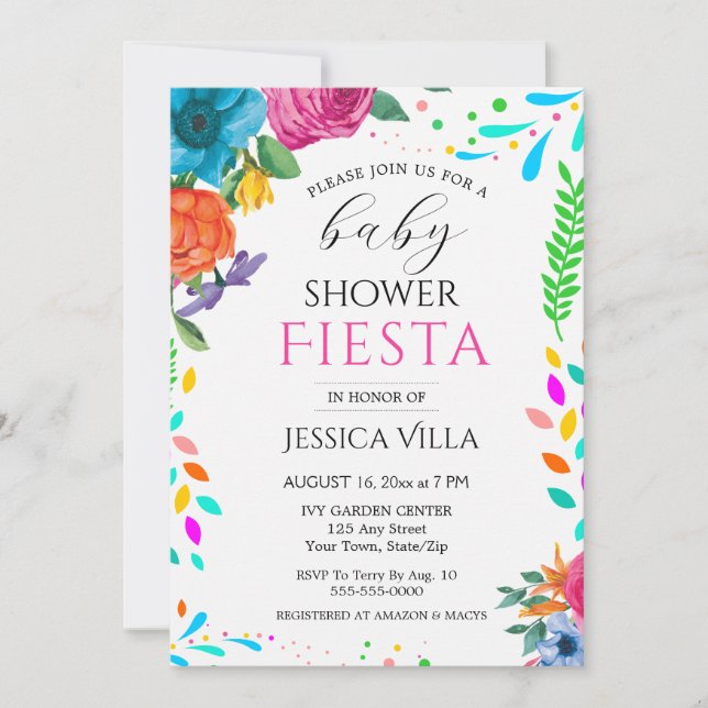 Baby Shower Fiesta Floral Party Invitation  (Front)