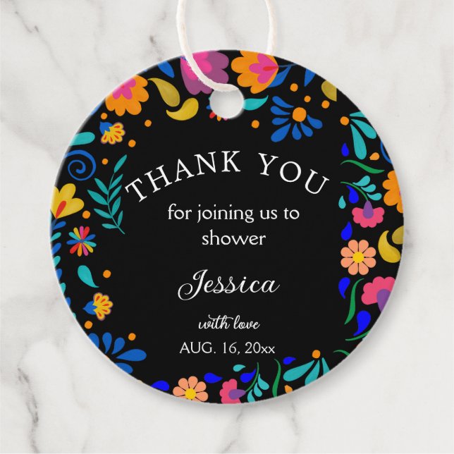 Baby Shower Fiesta Mexican Favour Round Gift Tag (Front)