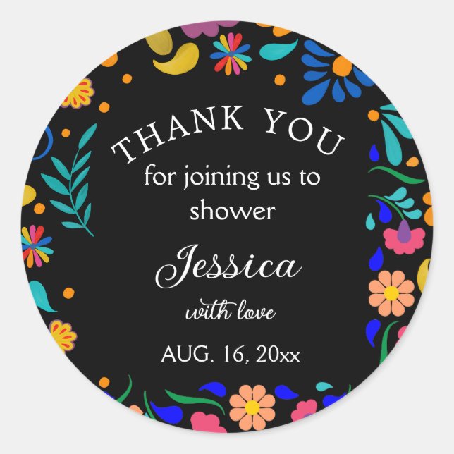 Baby Shower Fiesta Mexican Party favour sticker (Front)