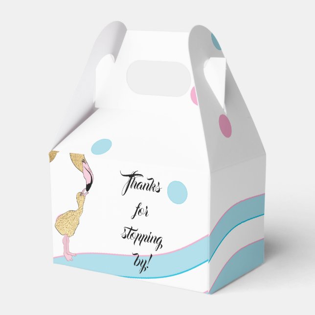 Baby Shower Flamingo Mum and Baby Favour Box (Back Side)