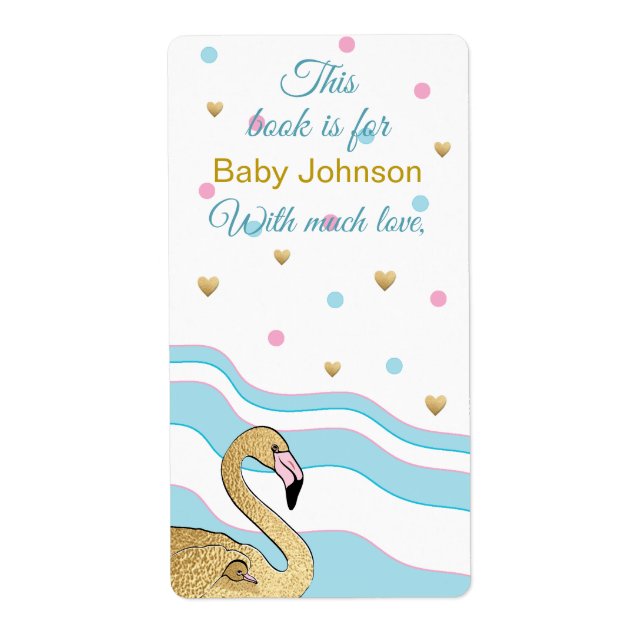 Baby Shower "Flamingo Mummy" Bookplate Sheet of 8 (Front)