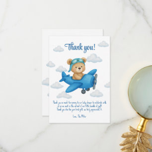Baby Shower Flat Thank You Card with Teddy Bear