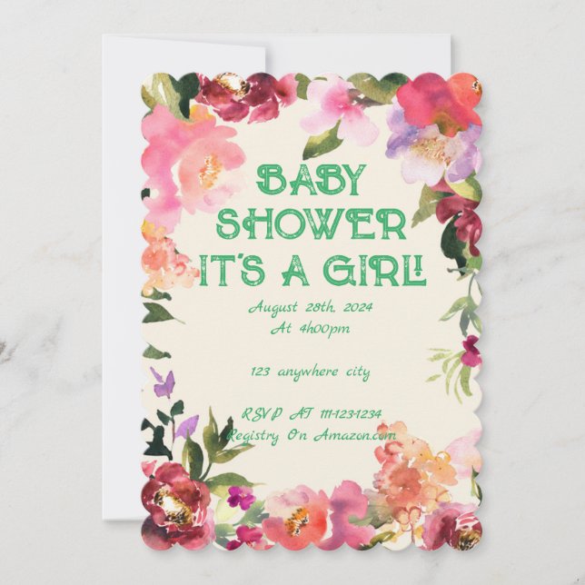 BABY SHOWER FLORAL BLUSH SAVE THE DATE (Front)