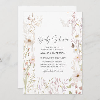 Baby Shower Floral Boho Wildflowers Shower Invitation