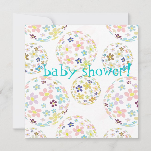 Baby Shower Floral bubbles Invitation (Front)