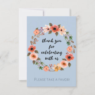 Baby Shower Floral Favour Sign Thank you Invitation