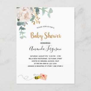Baby Shower floral greenery white cute mum to bee Postcard