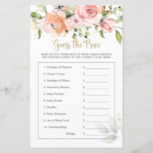 Baby Shower Floral Guess the Price Game