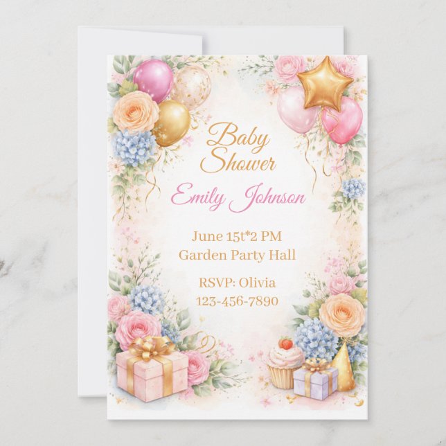 Baby Shower Floral Invitation (Front)