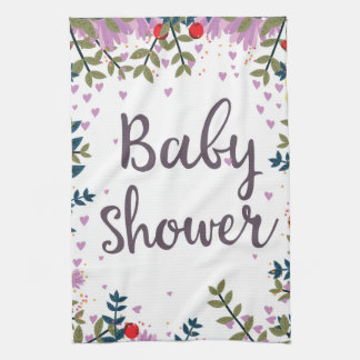 Baby Shower Floral Invite Tea Towel