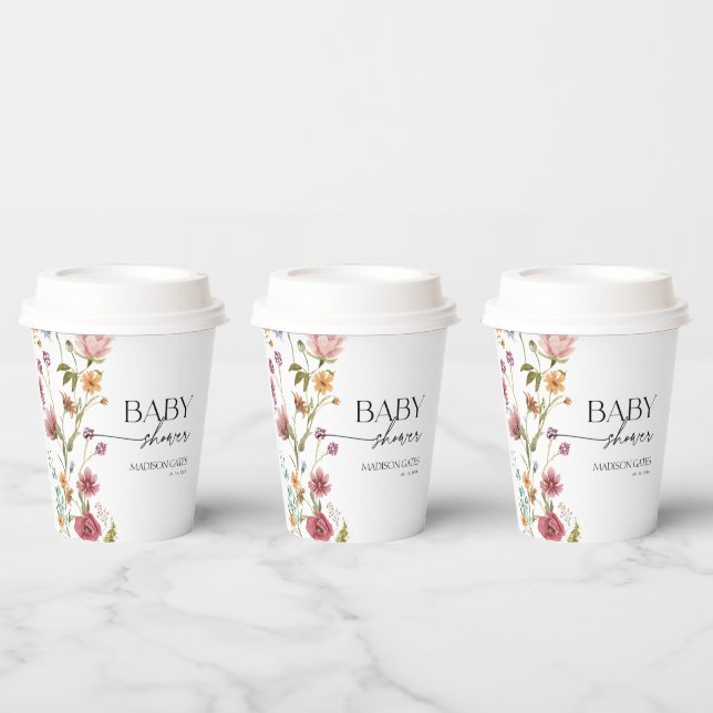 Baby Shower Floral Paper Cups (Multi)