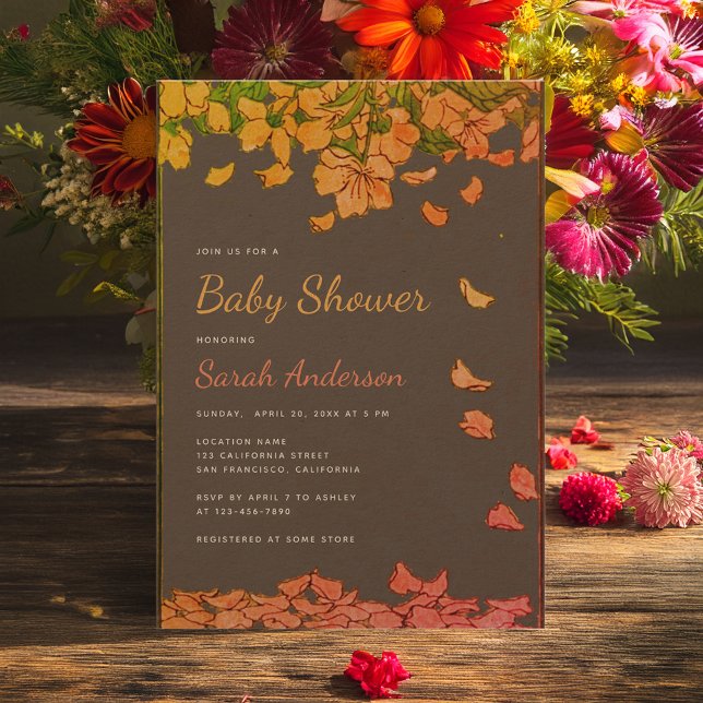 Baby Shower Floral  Petals Baby in Bloom Rustic Invitation (Creator Uploaded)