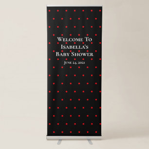 Baby Shower Floral Polka Dots Red Black Welcome Retractable Banner