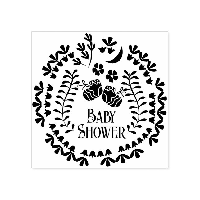 Baby Shower Floral  Rubber Stamp (Imprint)
