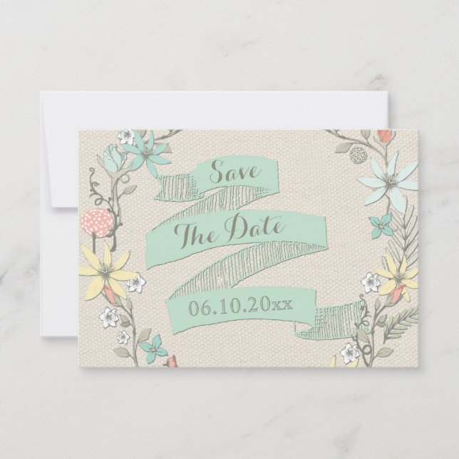 Baby Shower Floral Wreath Banner Save The Date (Front)