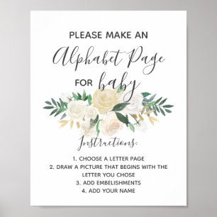 Baby Shower Flowers Alphabet Page Activity Sign