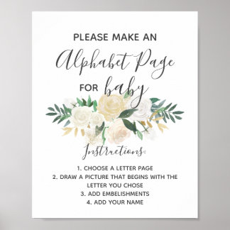 Baby Shower Flowers Alphabet Page Activity Sign