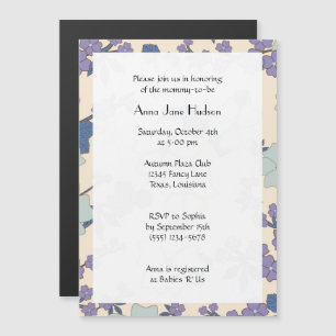 Baby Shower - Flowers, Blossoms - Blue Purple Magnetic Invitation