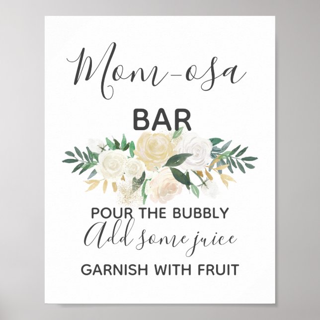 Baby Shower Flowers Momosa Bar Mimosa Sign (Front)