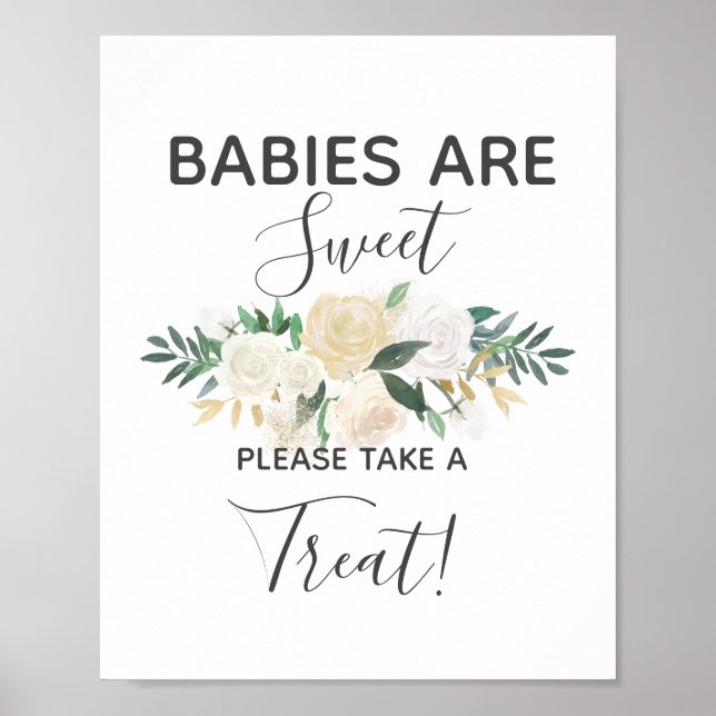 Baby Shower Flowers Take a Treat Sign (Front)