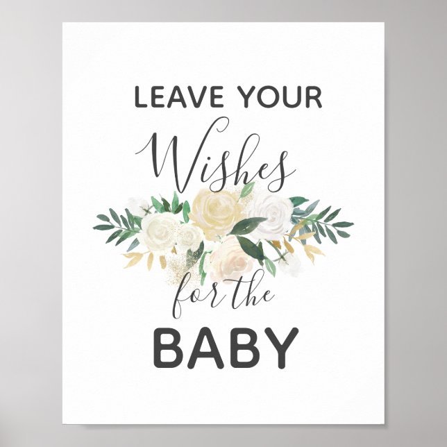 Baby Shower Flowers Wishes for Baby Sign (Front)
