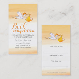 Baby shower flying stork book competition cards