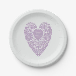 Baby shower folk flower heart garden Paper Plate