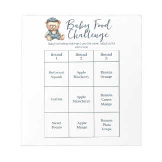 Baby Shower Food Challenge Game Activity Notepad
